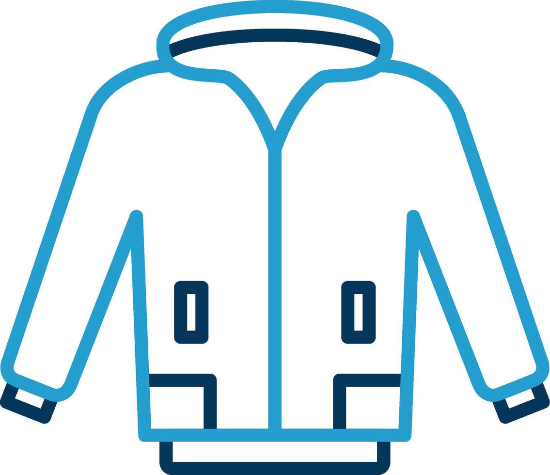 chaqueta línea azul dos color icono vector