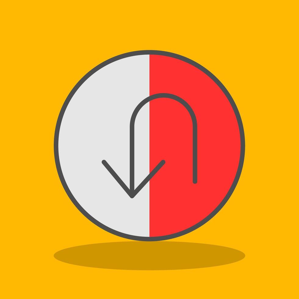 U Turn Filled Shadow Icon vector