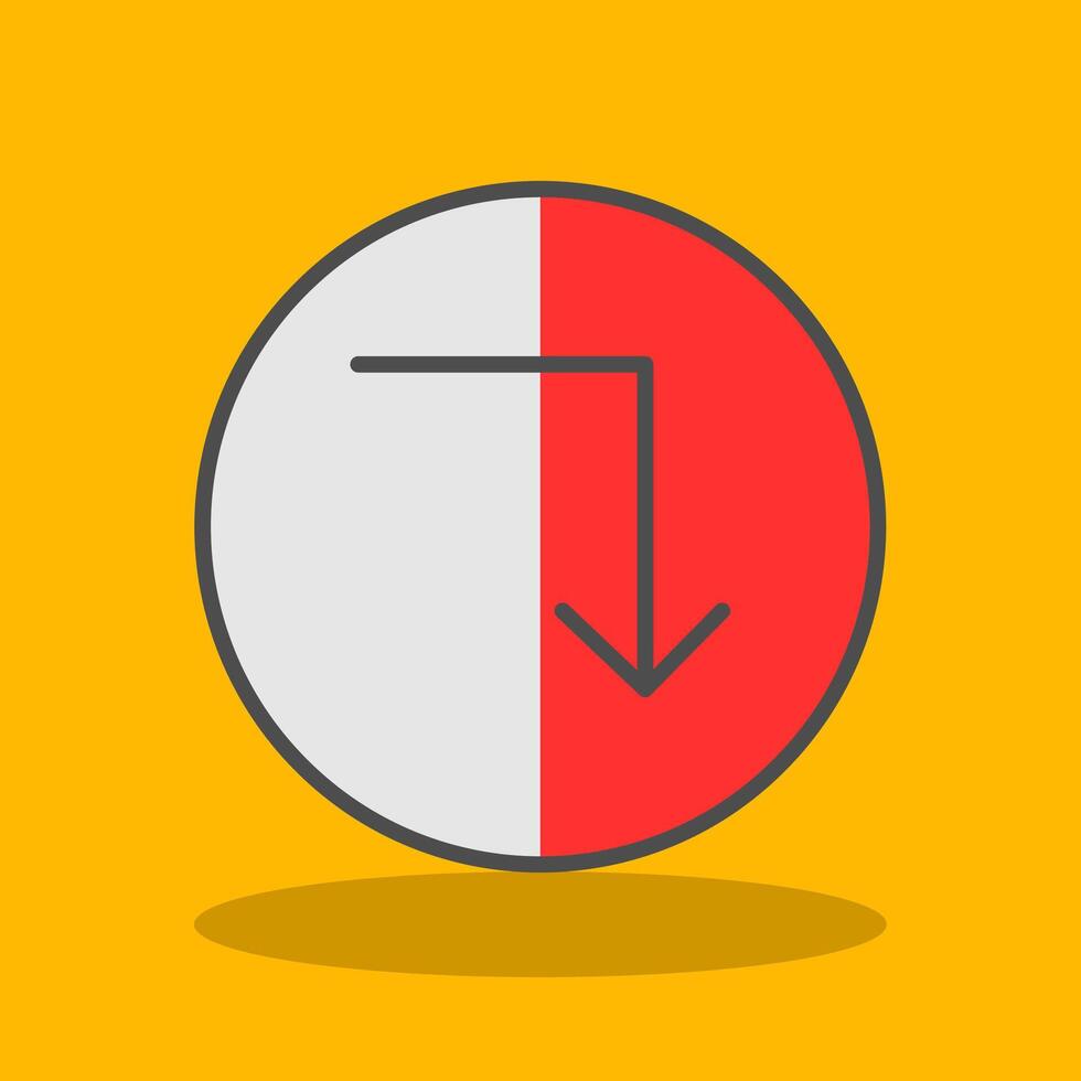 Turn Down Filled Shadow Icon vector