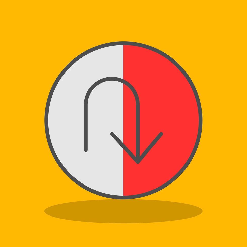 U Turn Filled Shadow Icon vector