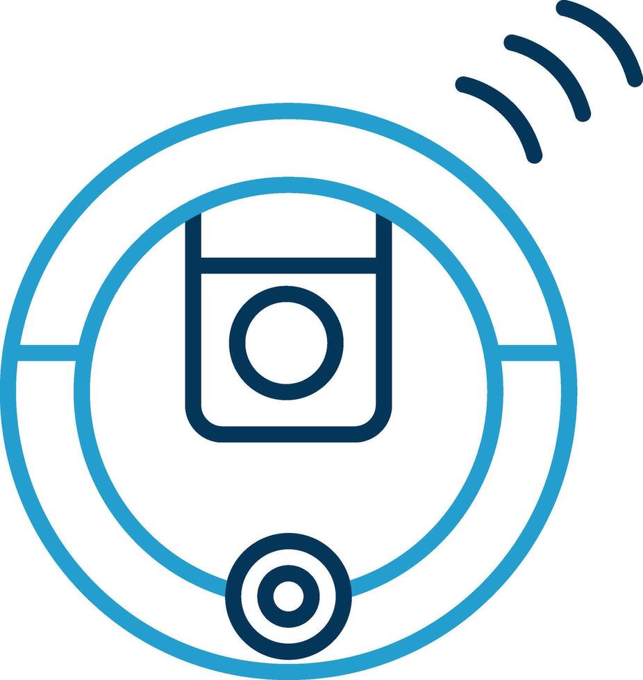 Robot Vacuum Cleaner Line Blue Two Color Icon vector