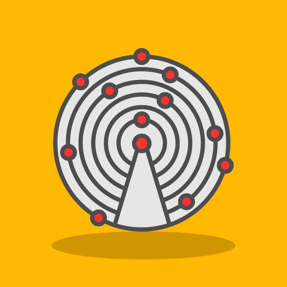 Sonar Filled Shadow Icon vector