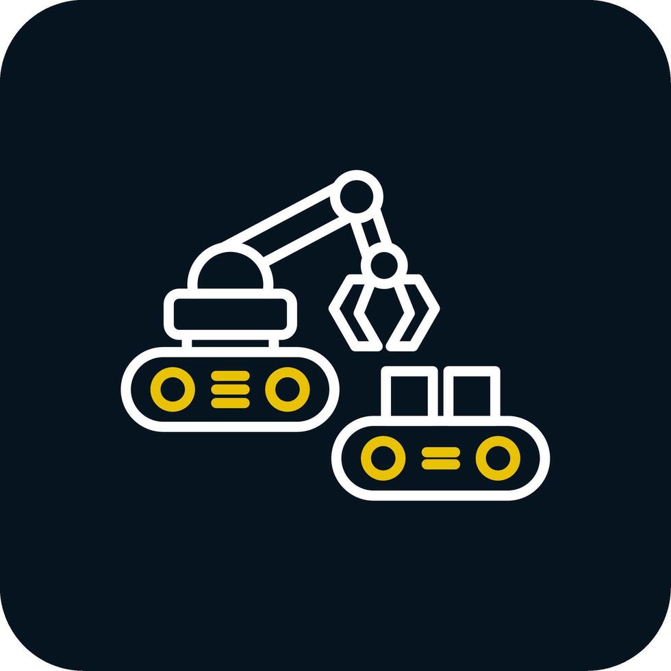 Robotic Produce Sorting Line Red Circle Icon vector