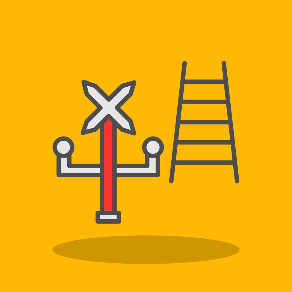 Railroad Crossing Filled Shadow Icon vector