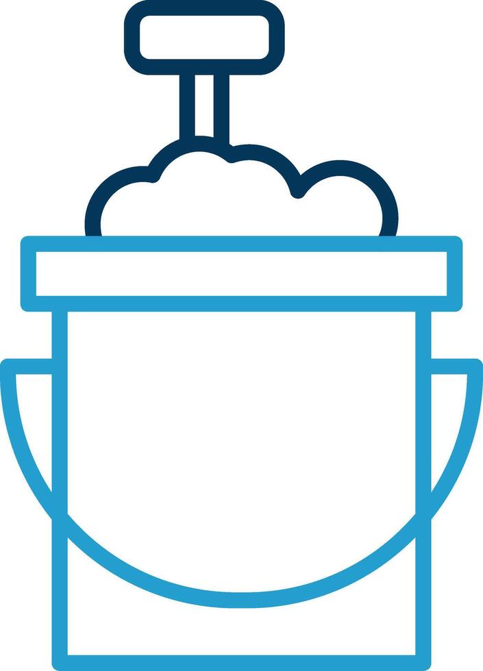 Sand Bucket Line Blue Two Color Icon vector