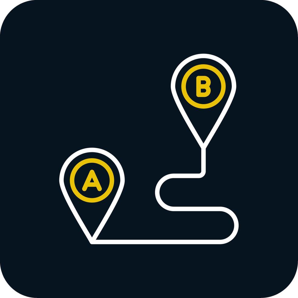 Route Planning Line Red Circle Icon vector
