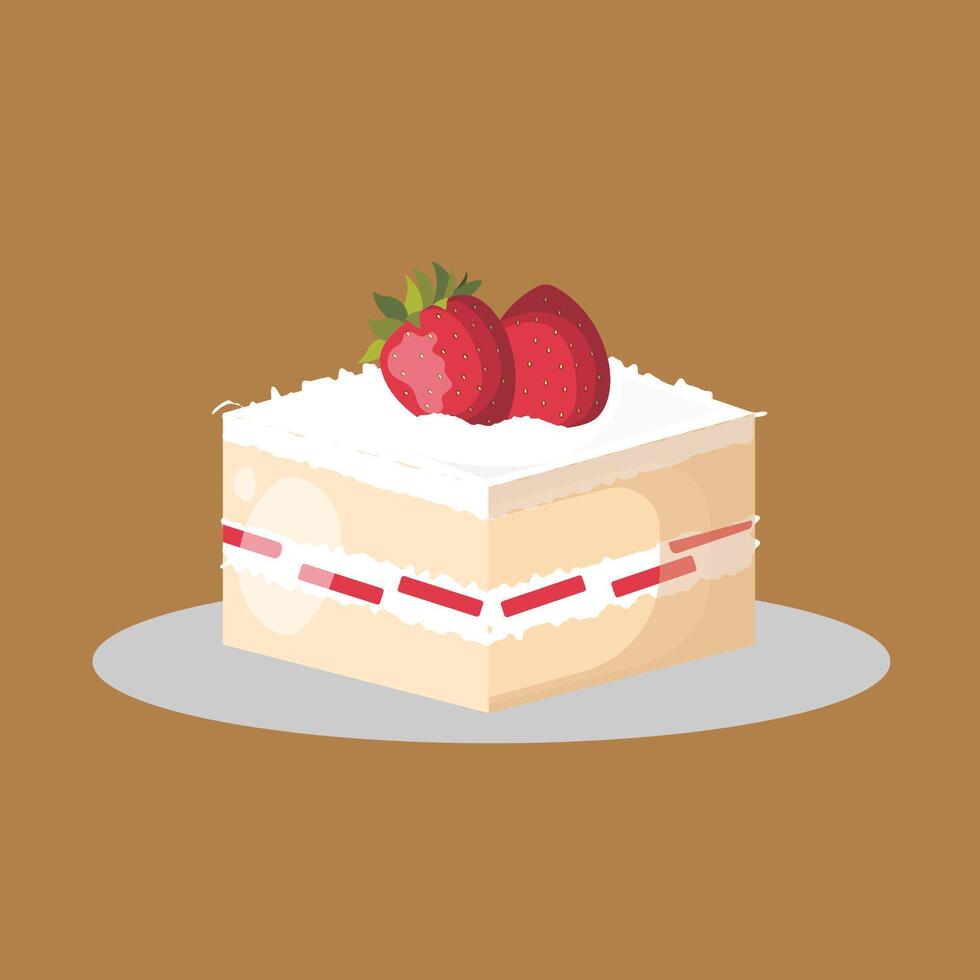 Strawberry cake as sweet dessert vector