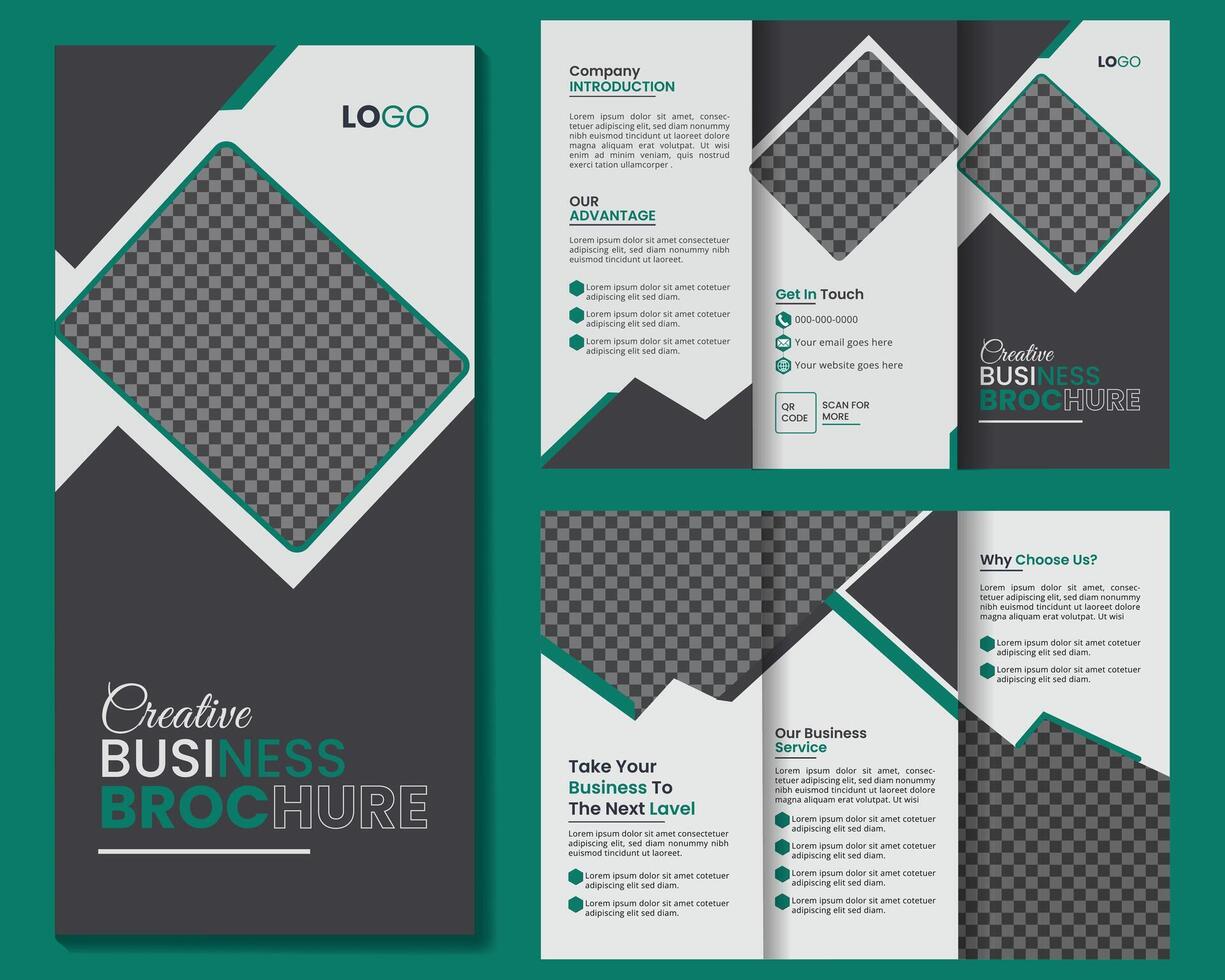 Business trifold broucher template design. vector
