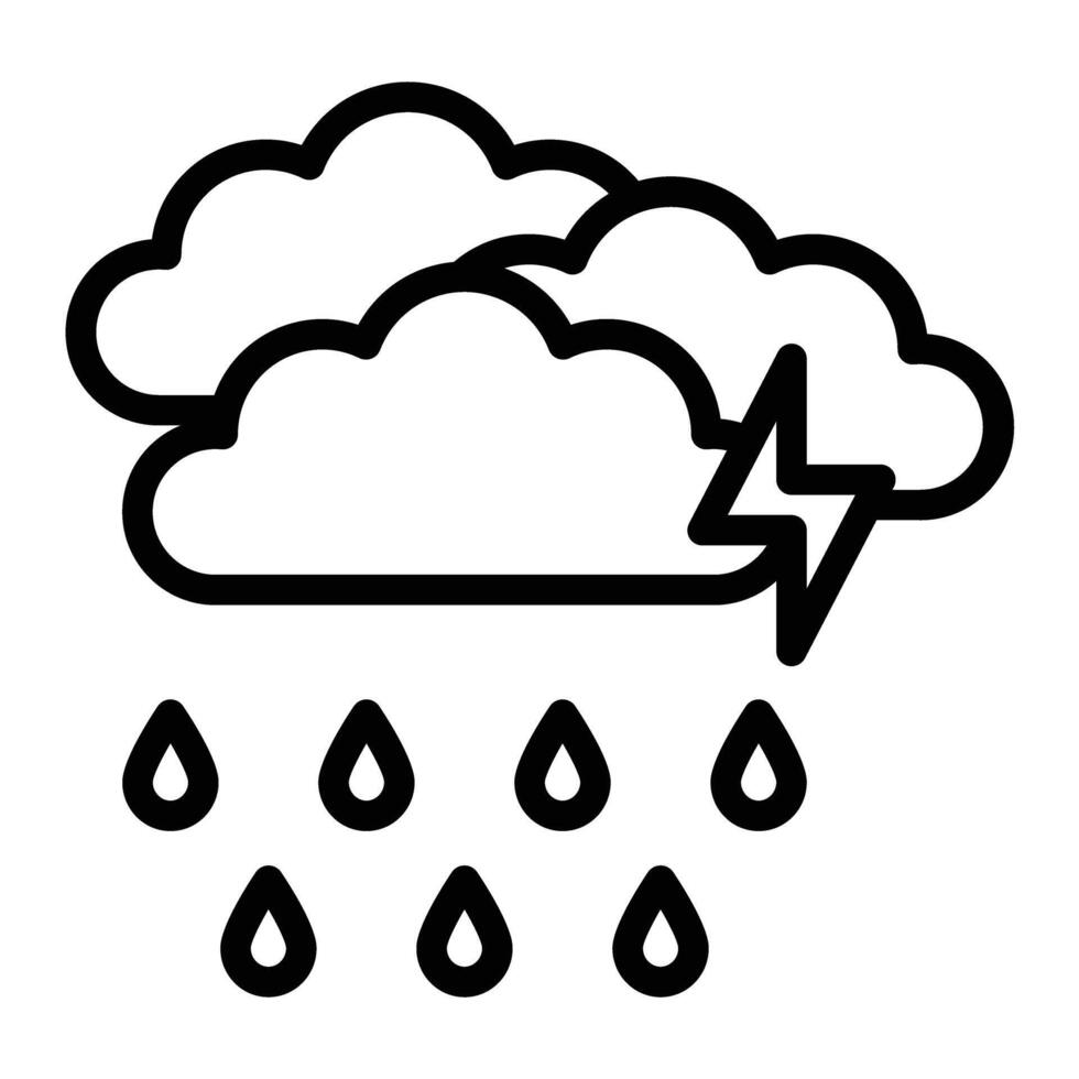 Heavy Rain Line Icon Design vector