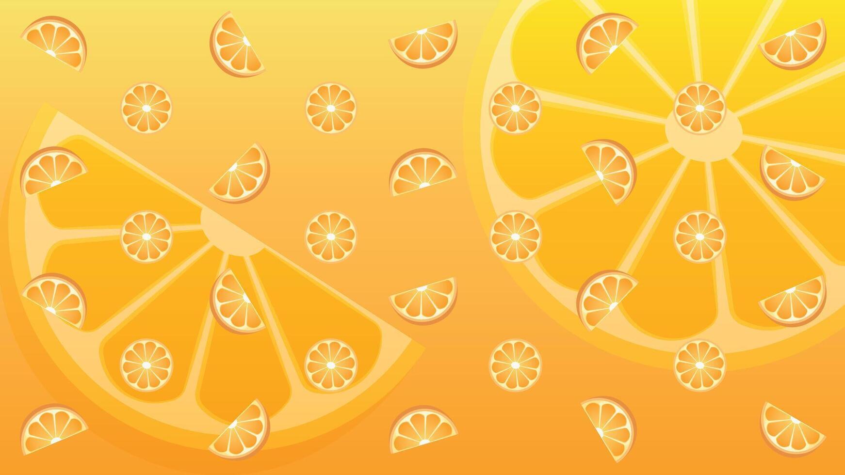 Floating background image of orange slices.Applicable for advertising. vector