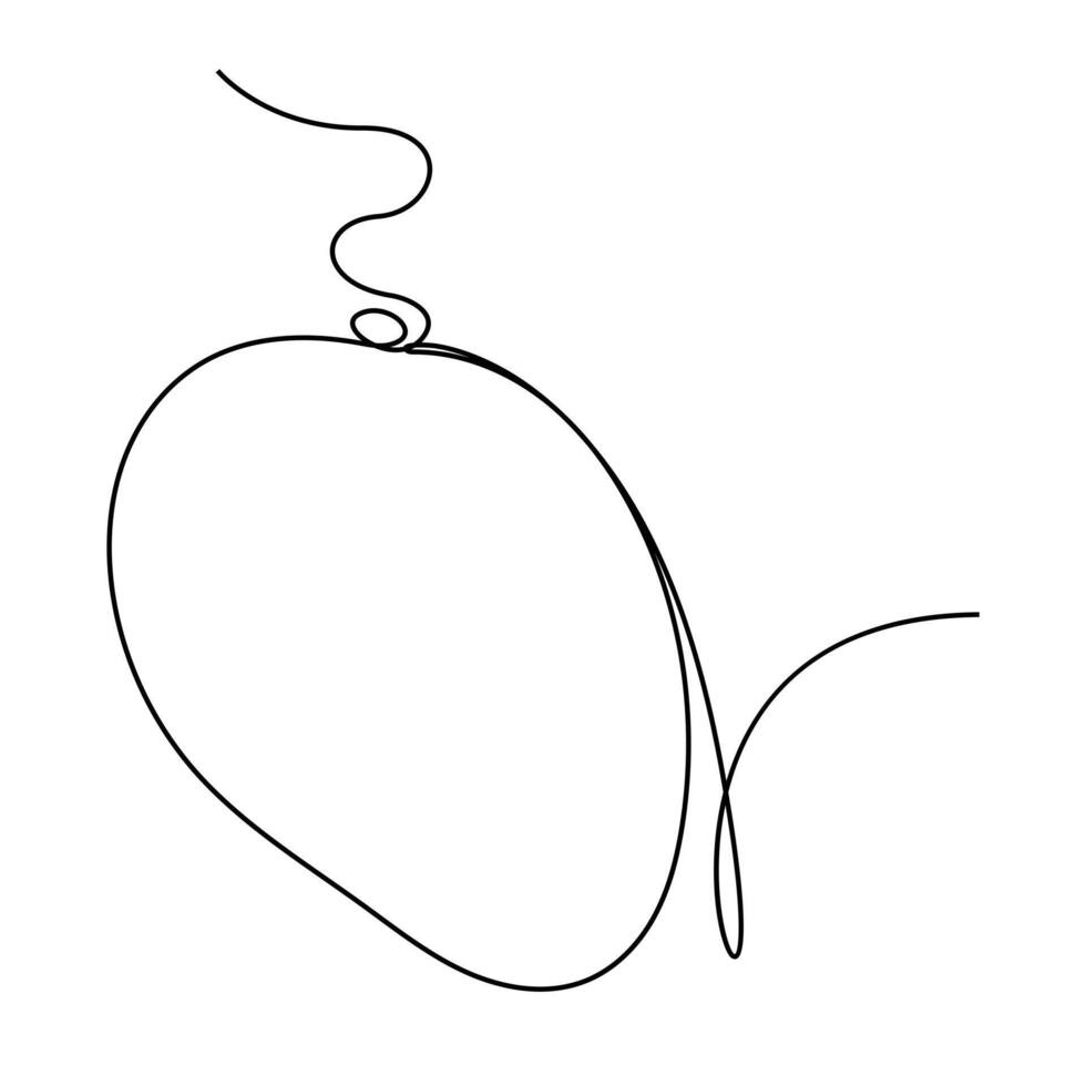 Continuous single one line drawing mango fruit with leaf art vector