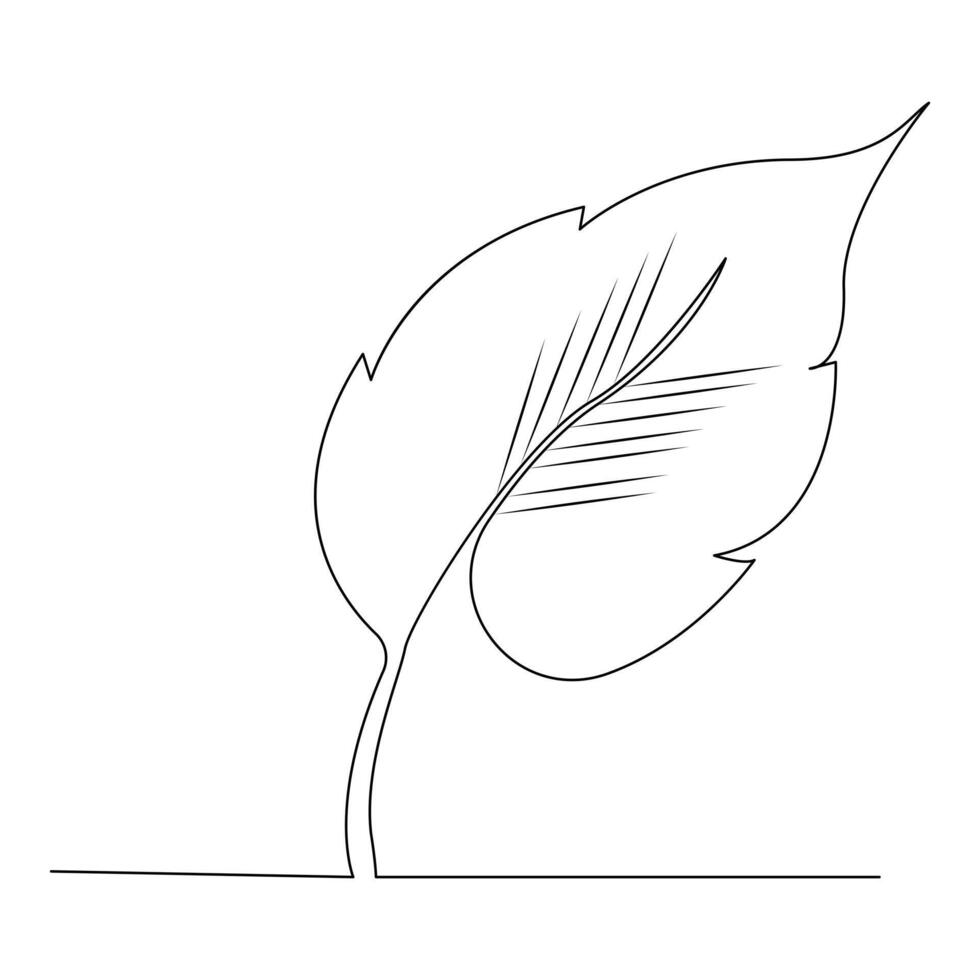 Leaf Continuous single one line drawing illustration art design vector