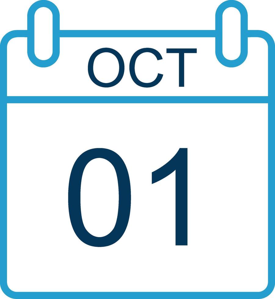 October Line Blue Two Color Icon vector