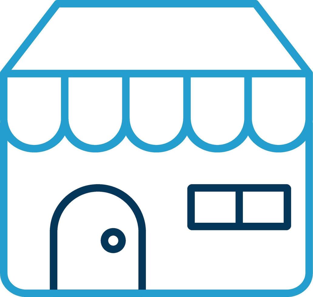 Market Place Line Blue Two Color Icon vector