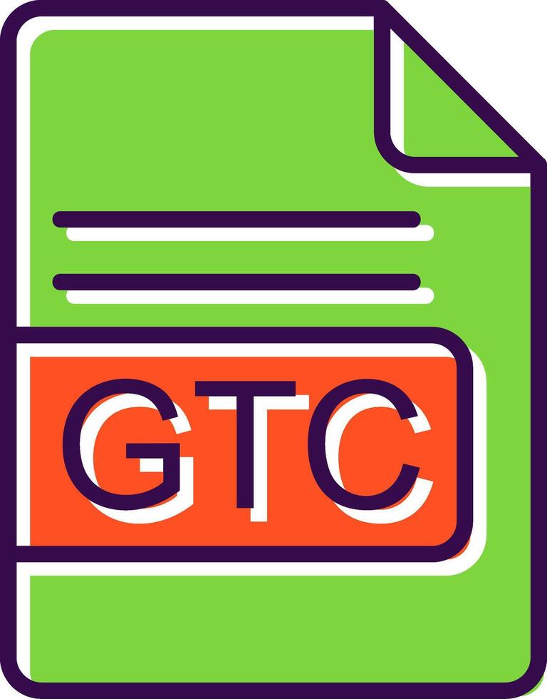 GTC File Format filled Design Icon vector