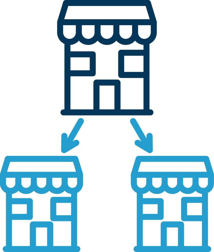 Chain Store Line Blue Two Color Icon vector