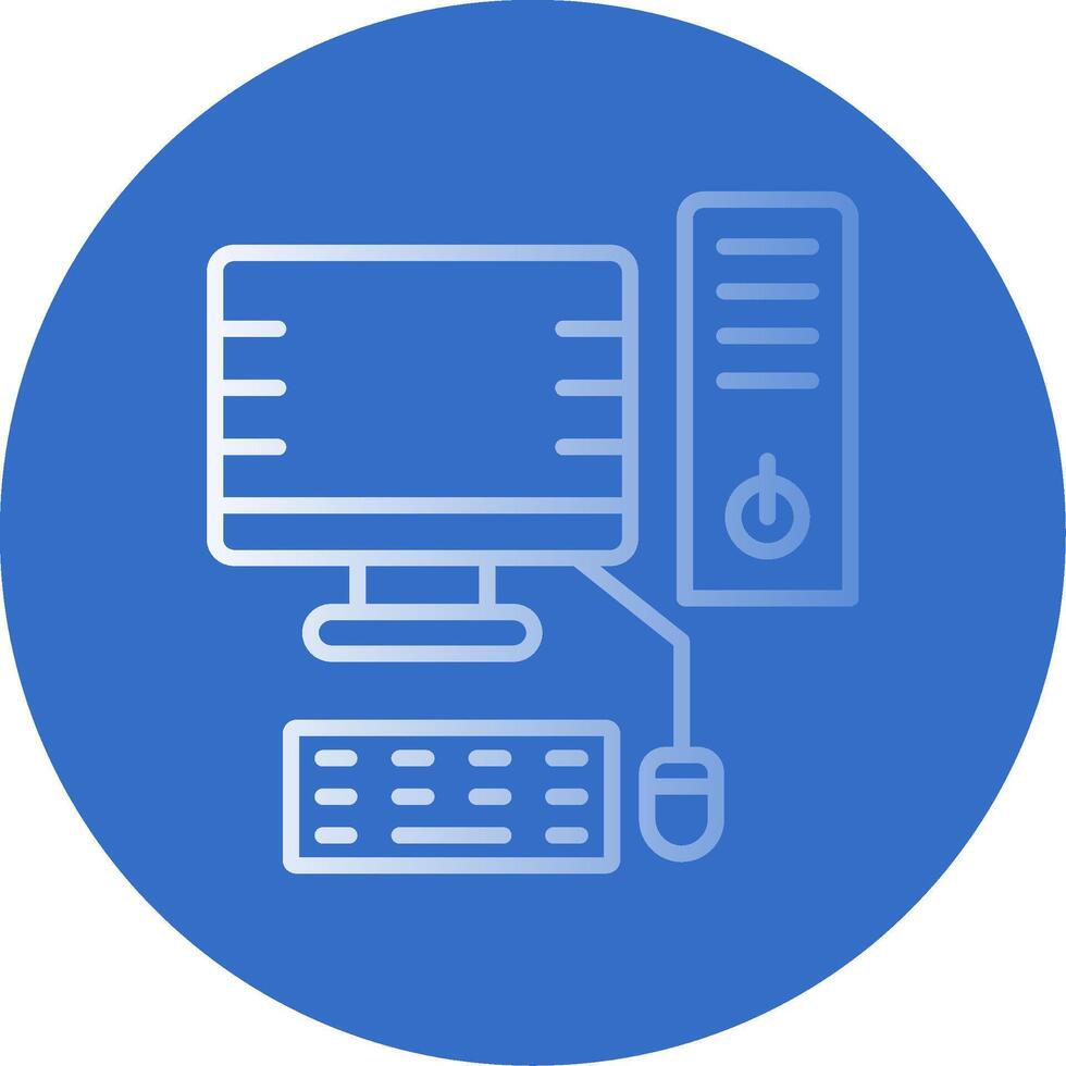 Desktop Computer Flat Bubble Icon vector