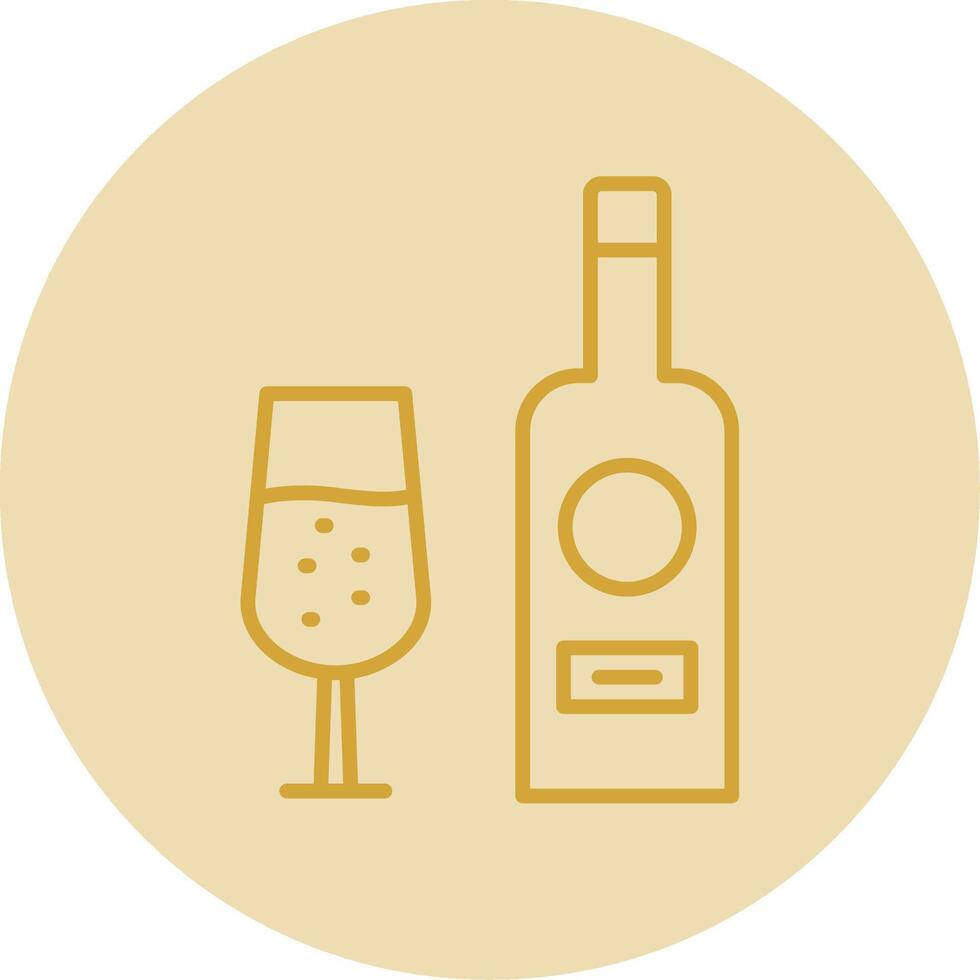 vino botella línea amarillo circulo icono vector