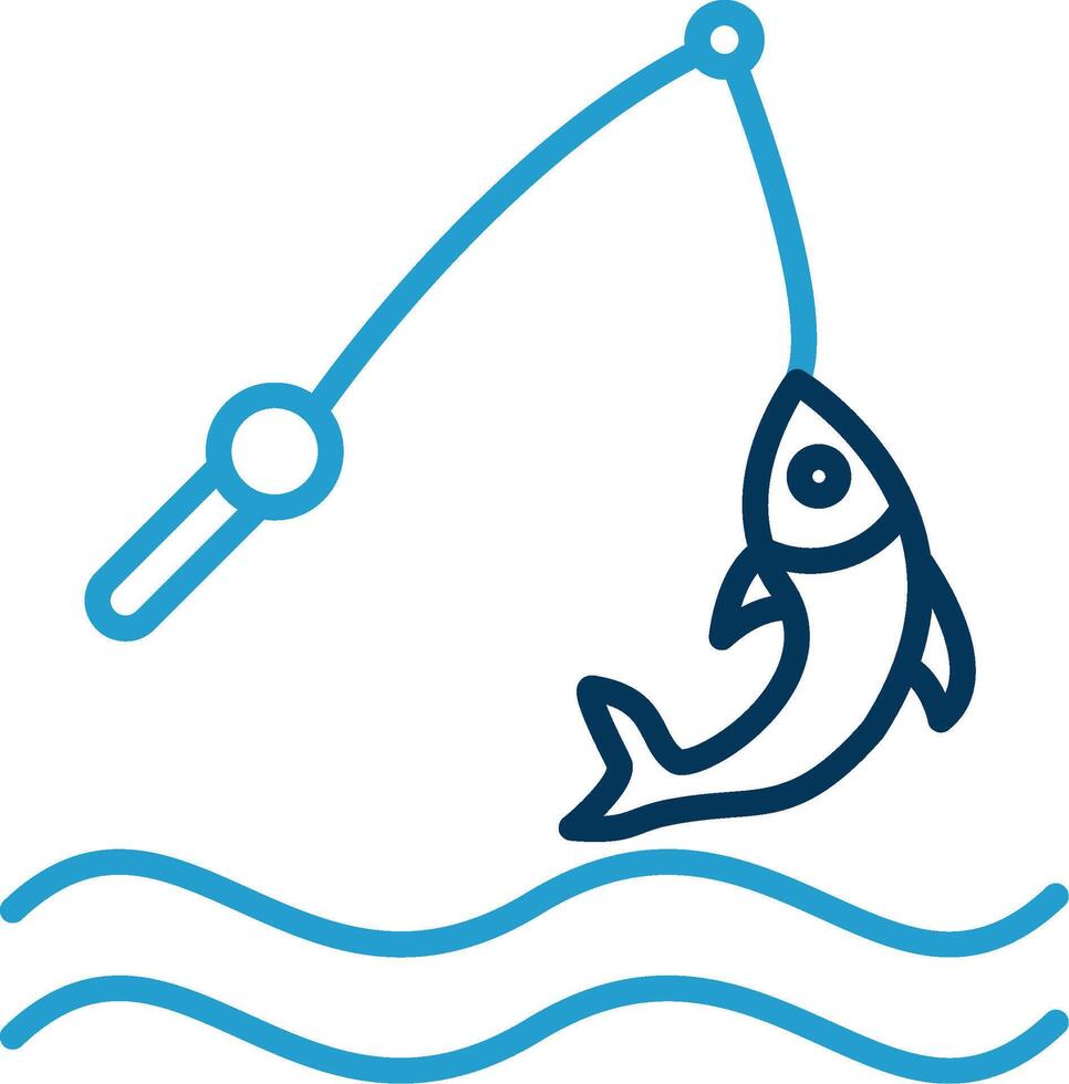 Fishing Line Blue Two Color Icon vector