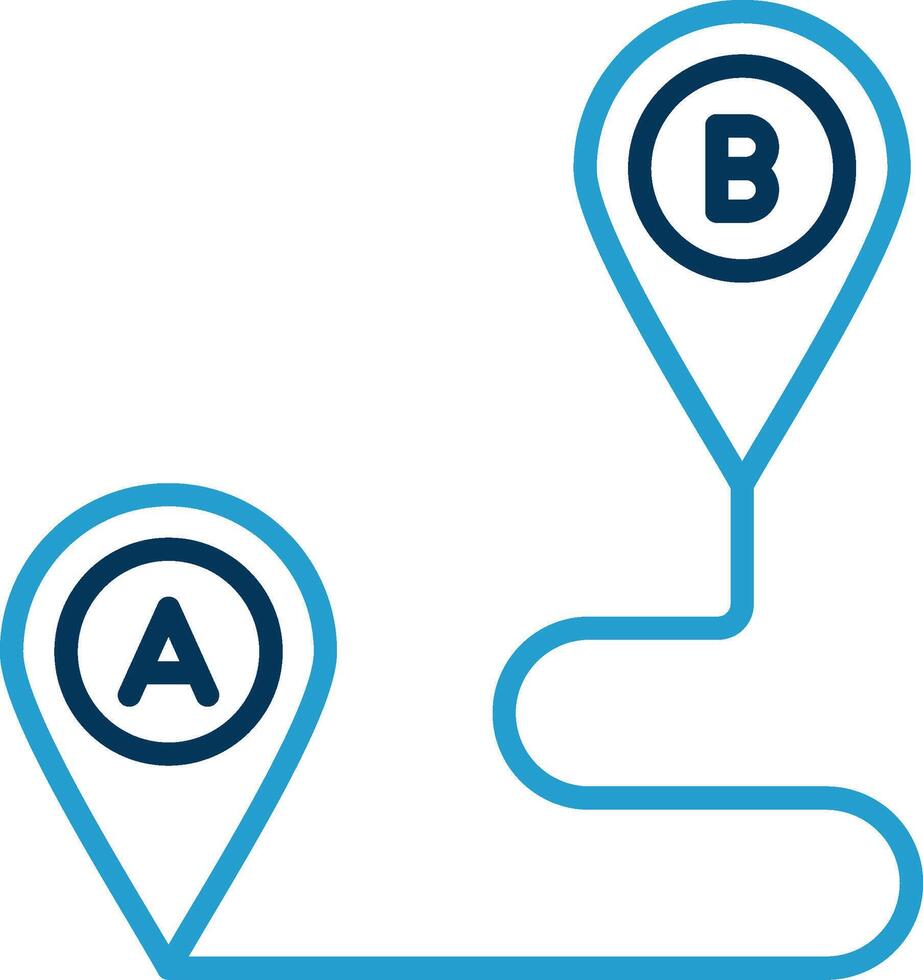 Route Planning Line Blue Two Color Icon vector