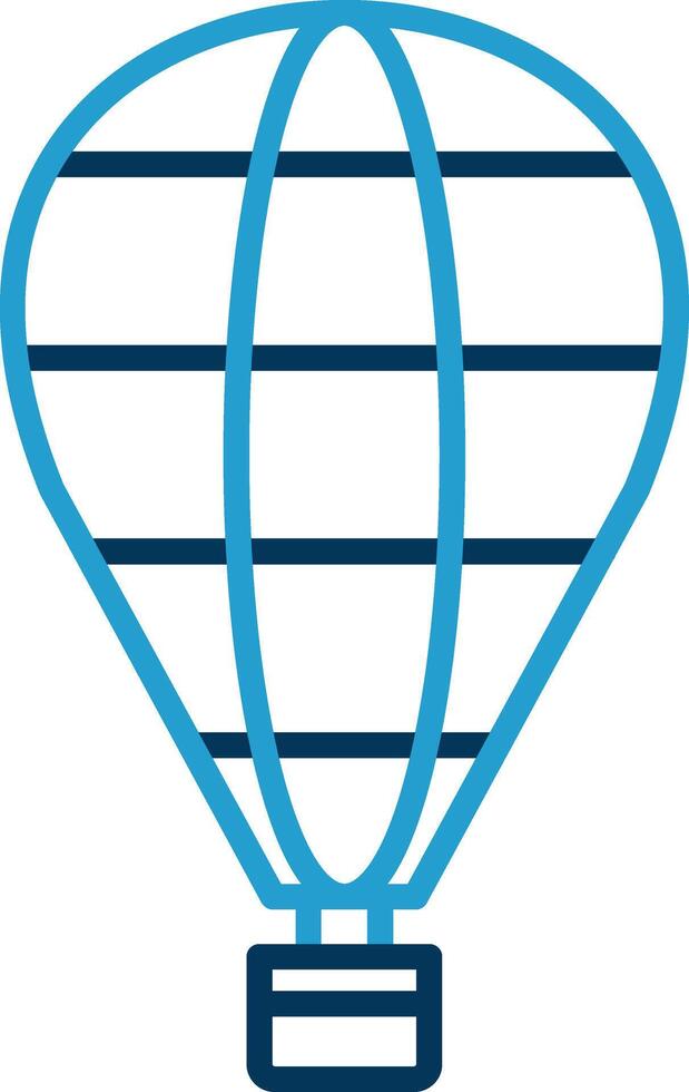 caliente aire globo línea azul dos color icono vector