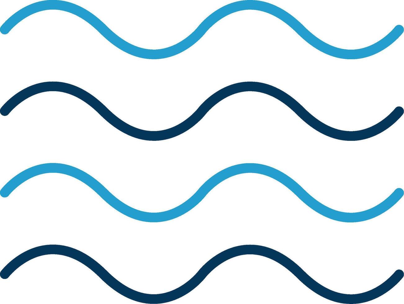olas línea azul dos color icono vector