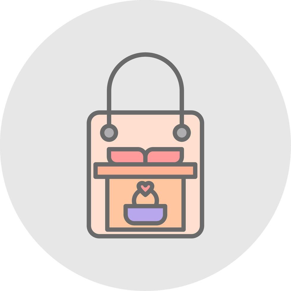 regalo bolso línea lleno ligero icono vector