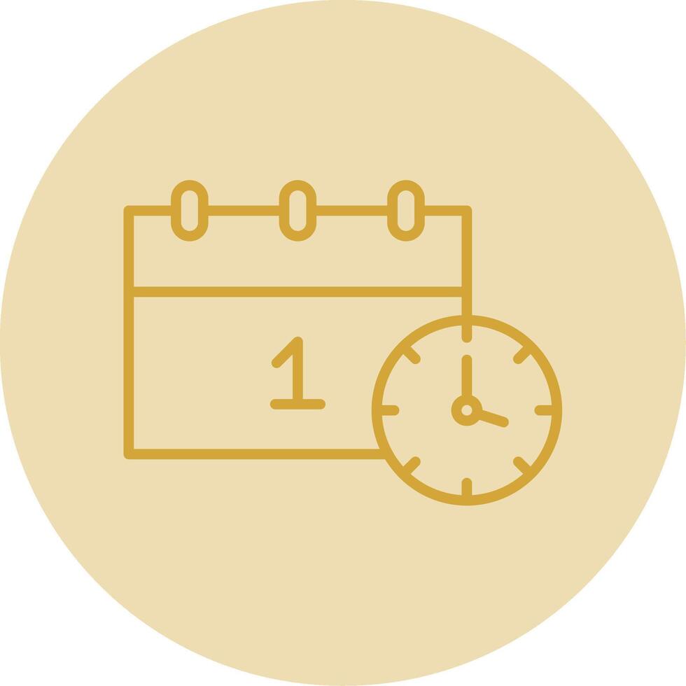 New Year Line Yellow Circle Icon vector