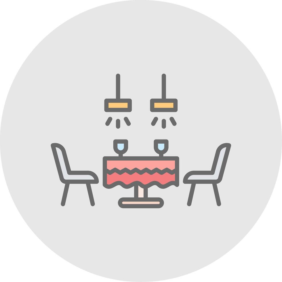 Dining Table Line Filled Light Icon vector