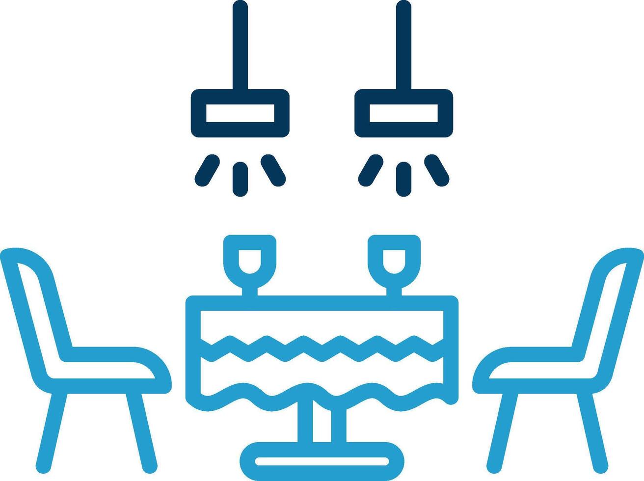 Dining Table Line Blue Two Color Icon vector