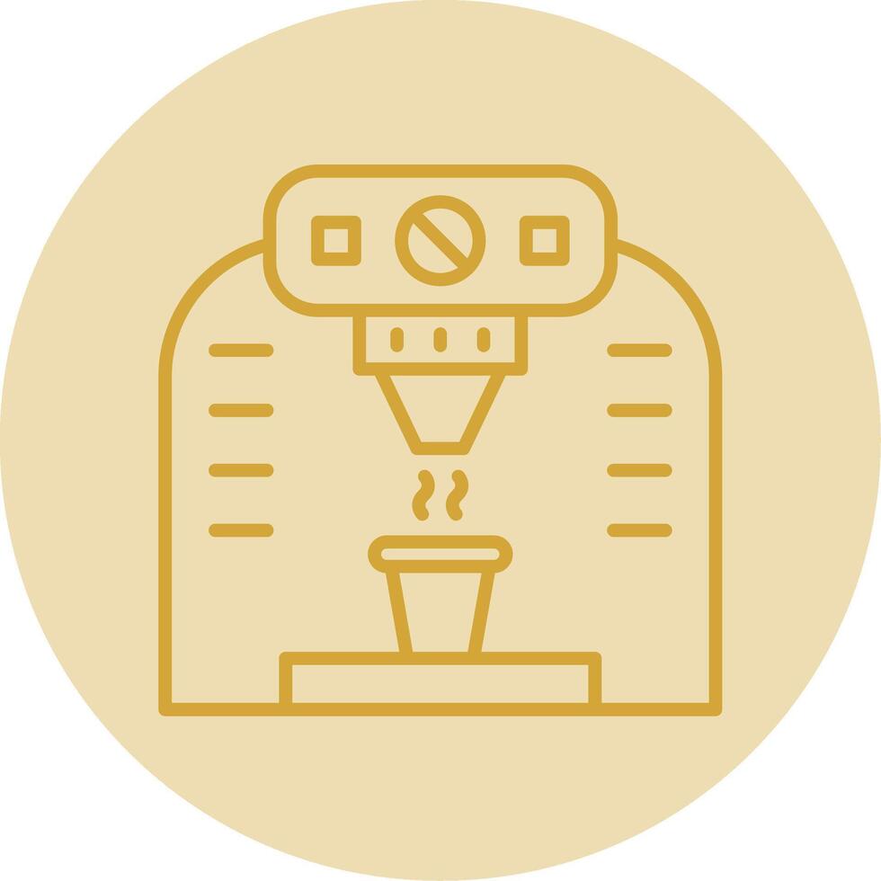 Coffee Machine Line Yellow Circle Icon vector