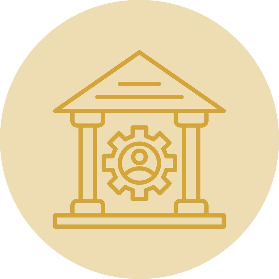 Saw Machine Line Yellow Circle Icon vector