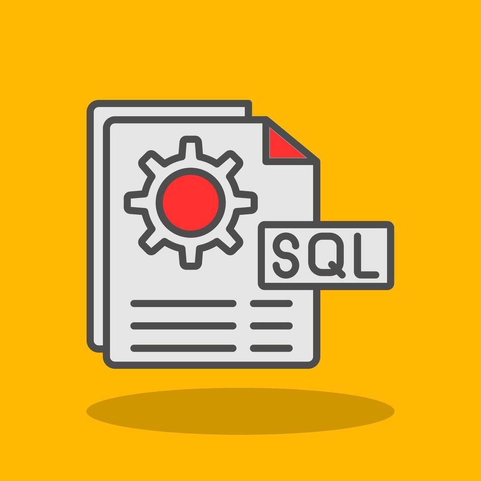 Sql File Filled Shadow Icon vector