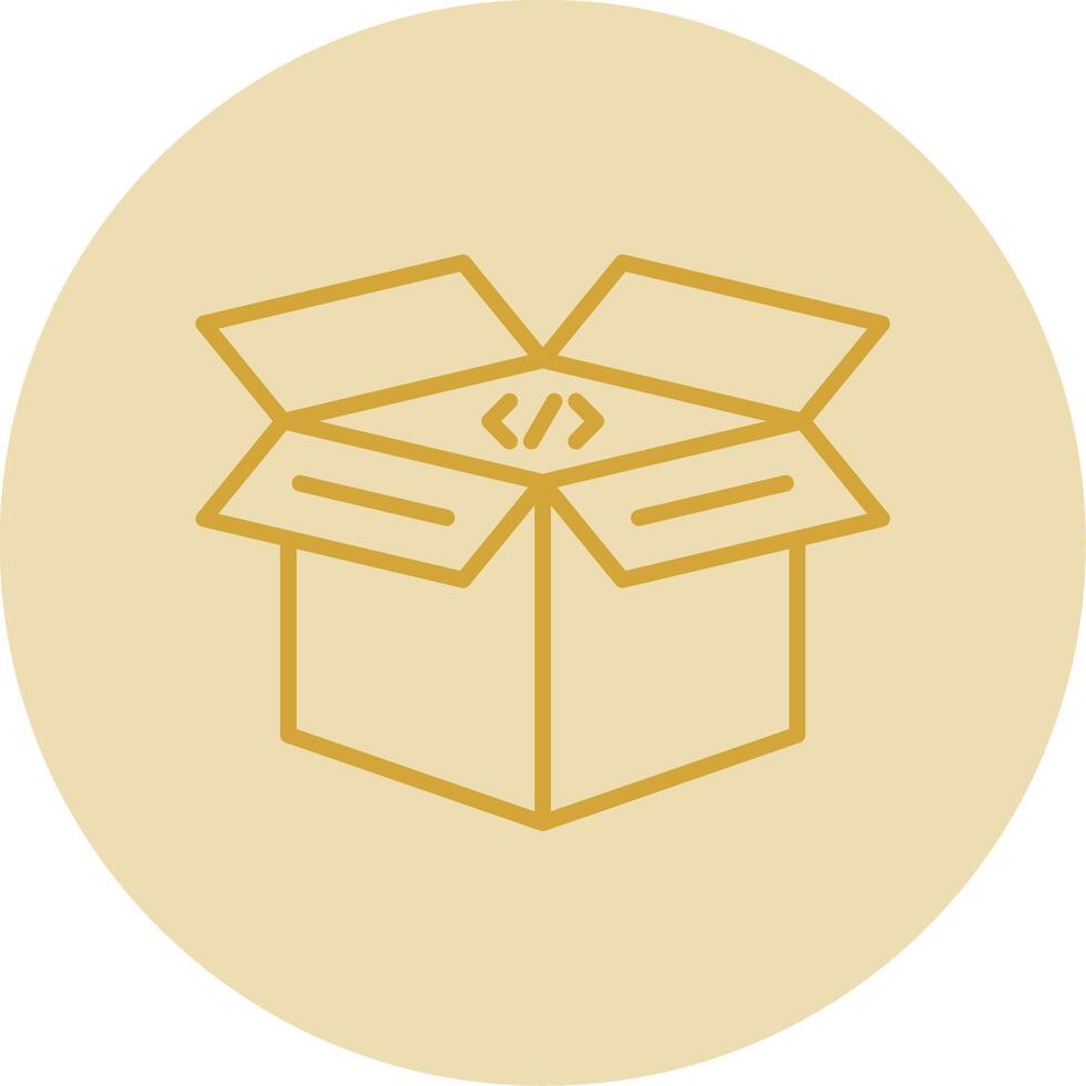 Open Box Line Yellow Circle Icon vector