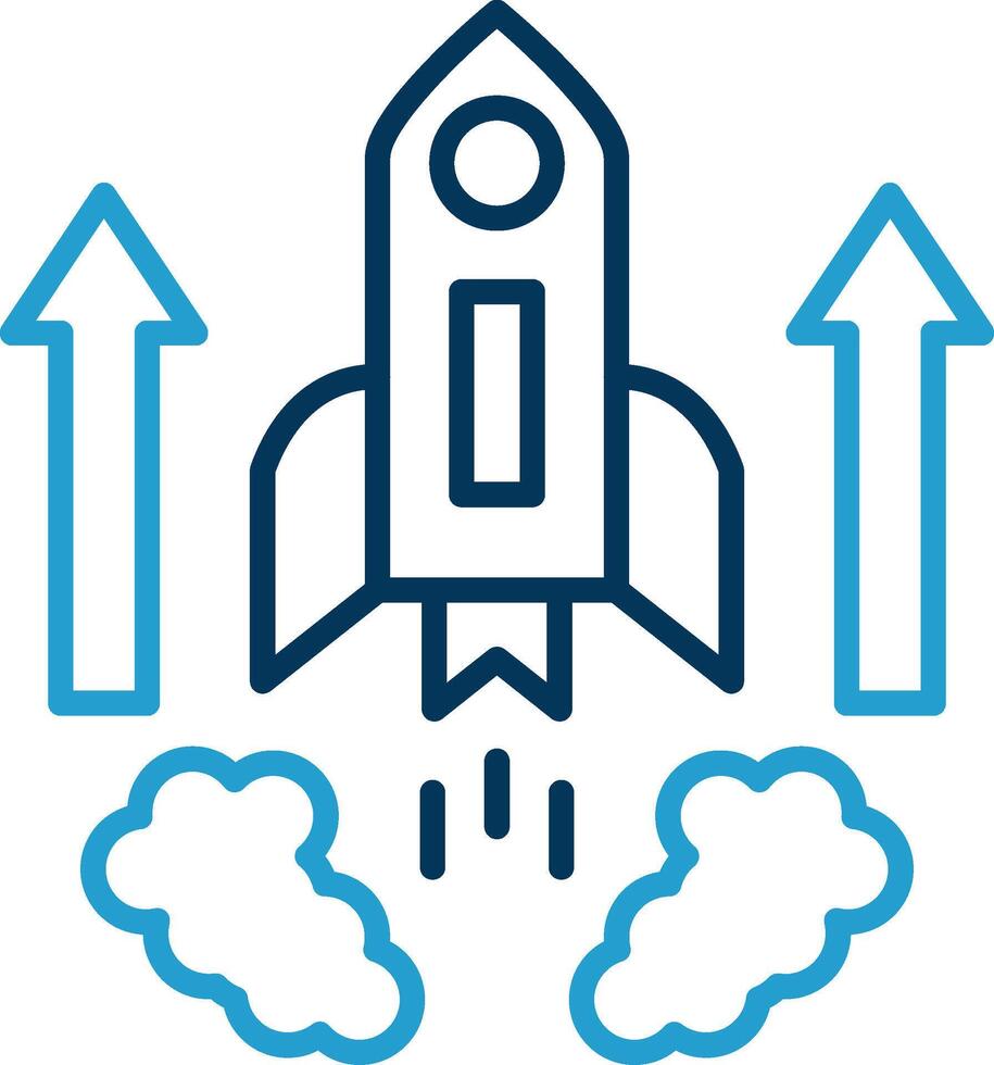 Rocket Line Blue Two Color Icon vector