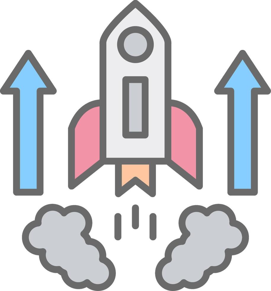 Rocket Line Filled Light Icon vector