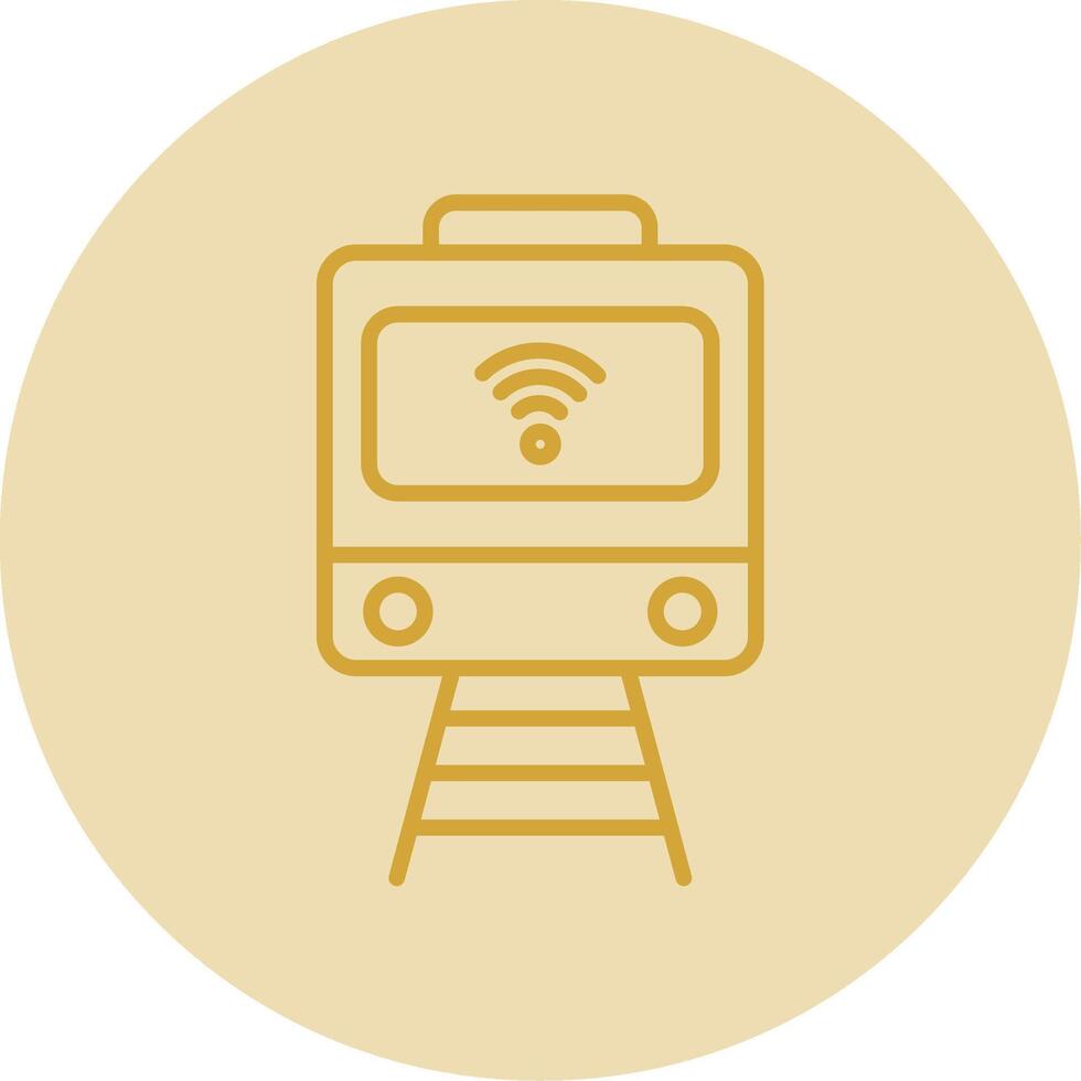 tren línea amarillo circulo icono vector