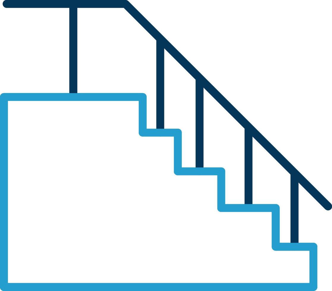 Stairs Line Blue Two Color Icon vector
