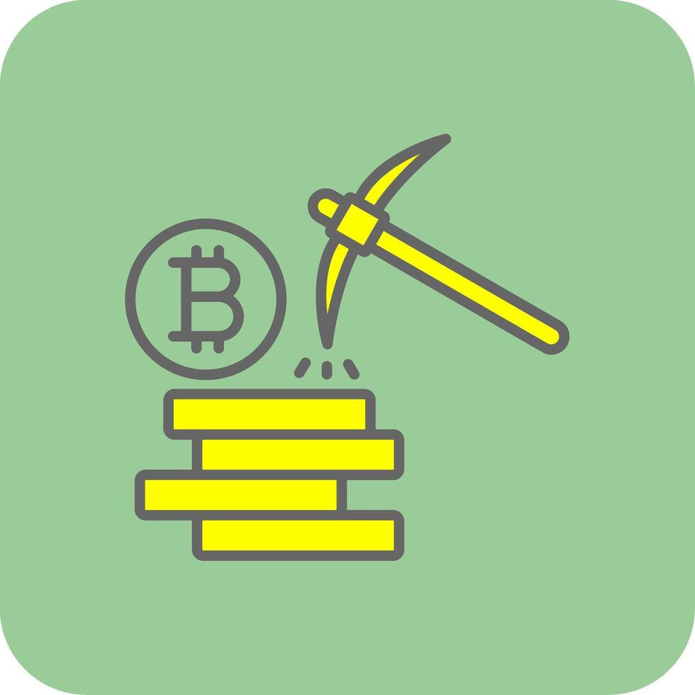 Bitcoin Mining Filled Yellow Icon vector