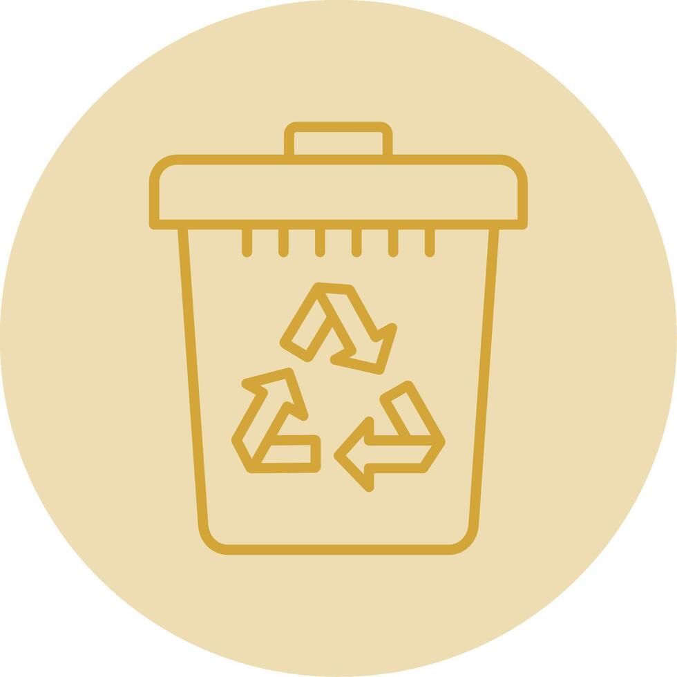 Recycle Bin Line Yellow Circle Icon vector