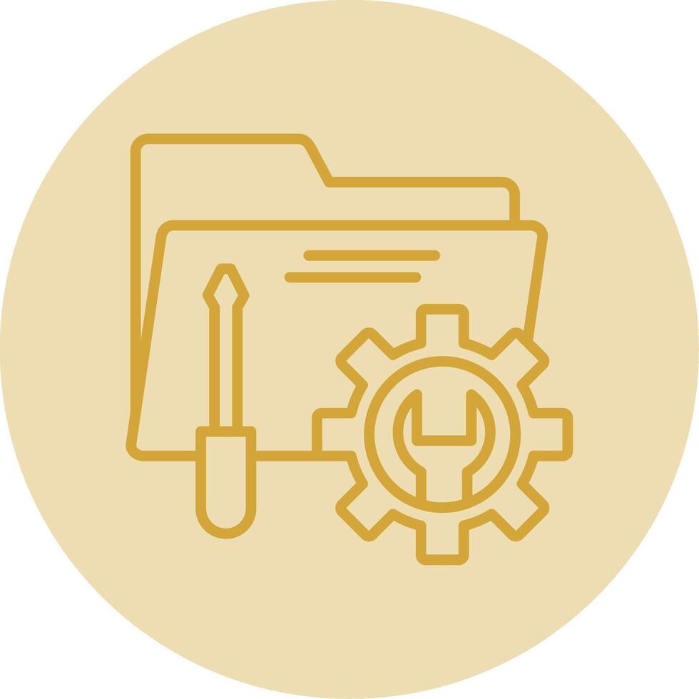Tech Services Line Yellow Circle Icon vector
