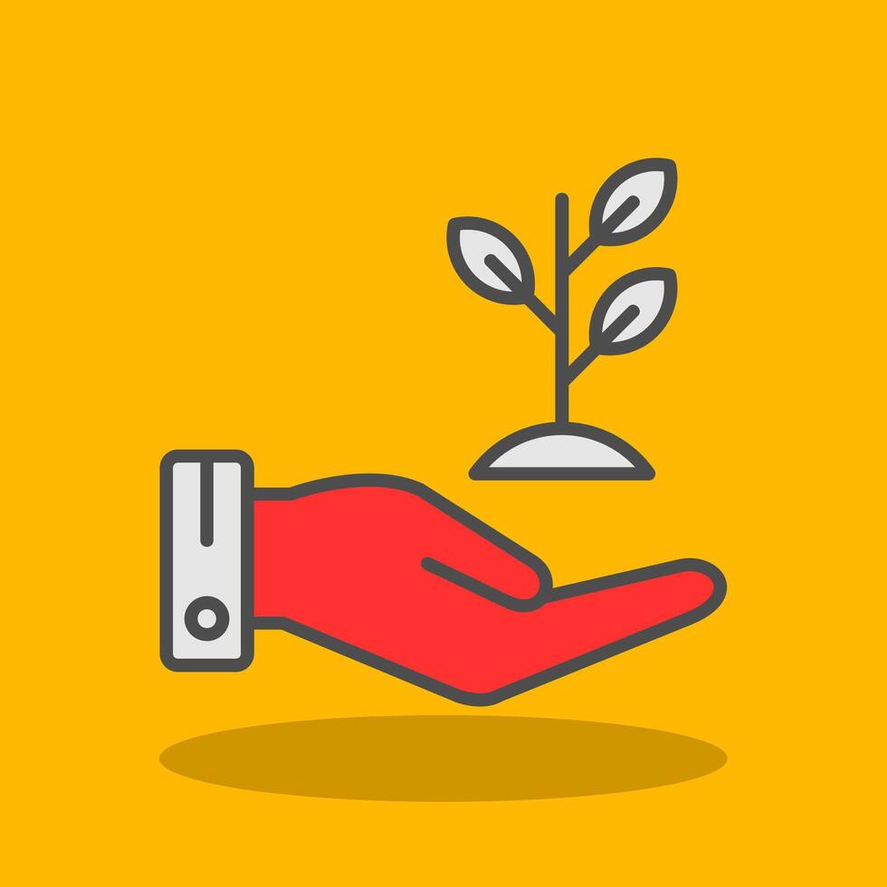 Hand Sprout Filled Shadow Icon vector