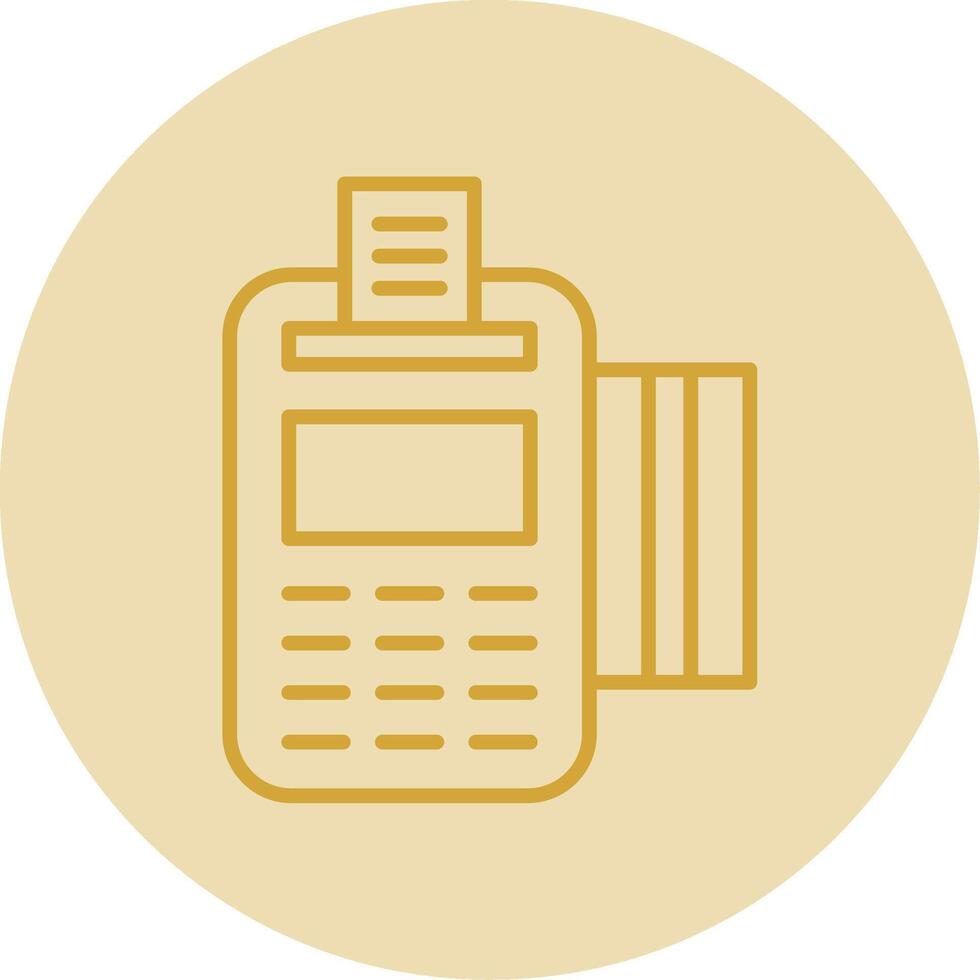 Pos Terminal Line Yellow Circle Icon vector