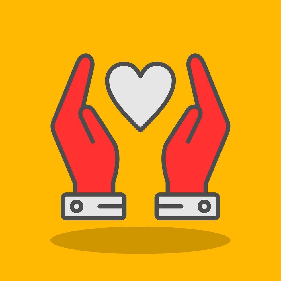 Hands Holding Heart Filled Shadow Icon vector