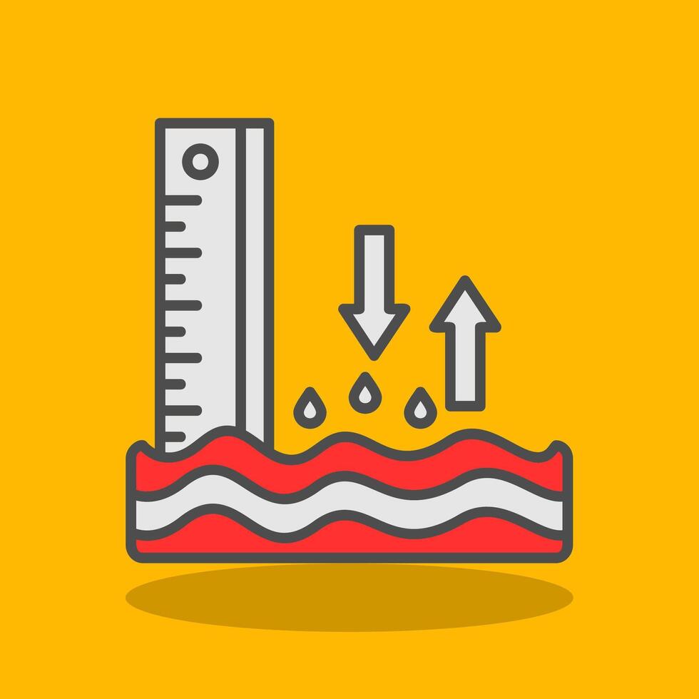 Sea Level Filled Shadow Icon vector