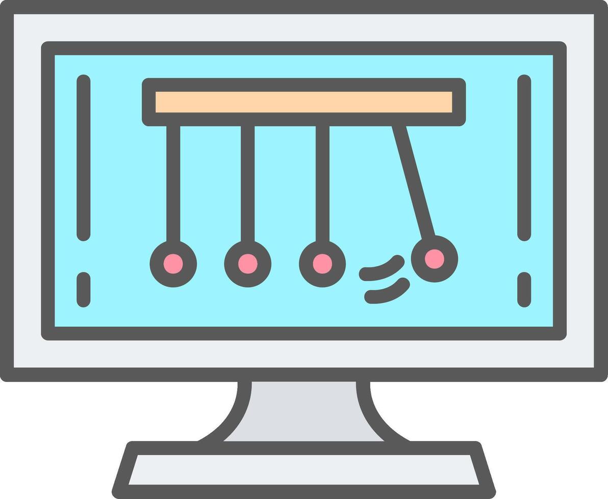 Newtons Cradle Line Filled Light Icon vector