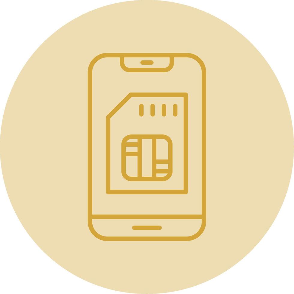 Sim Card Line Yellow Circle Icon vector