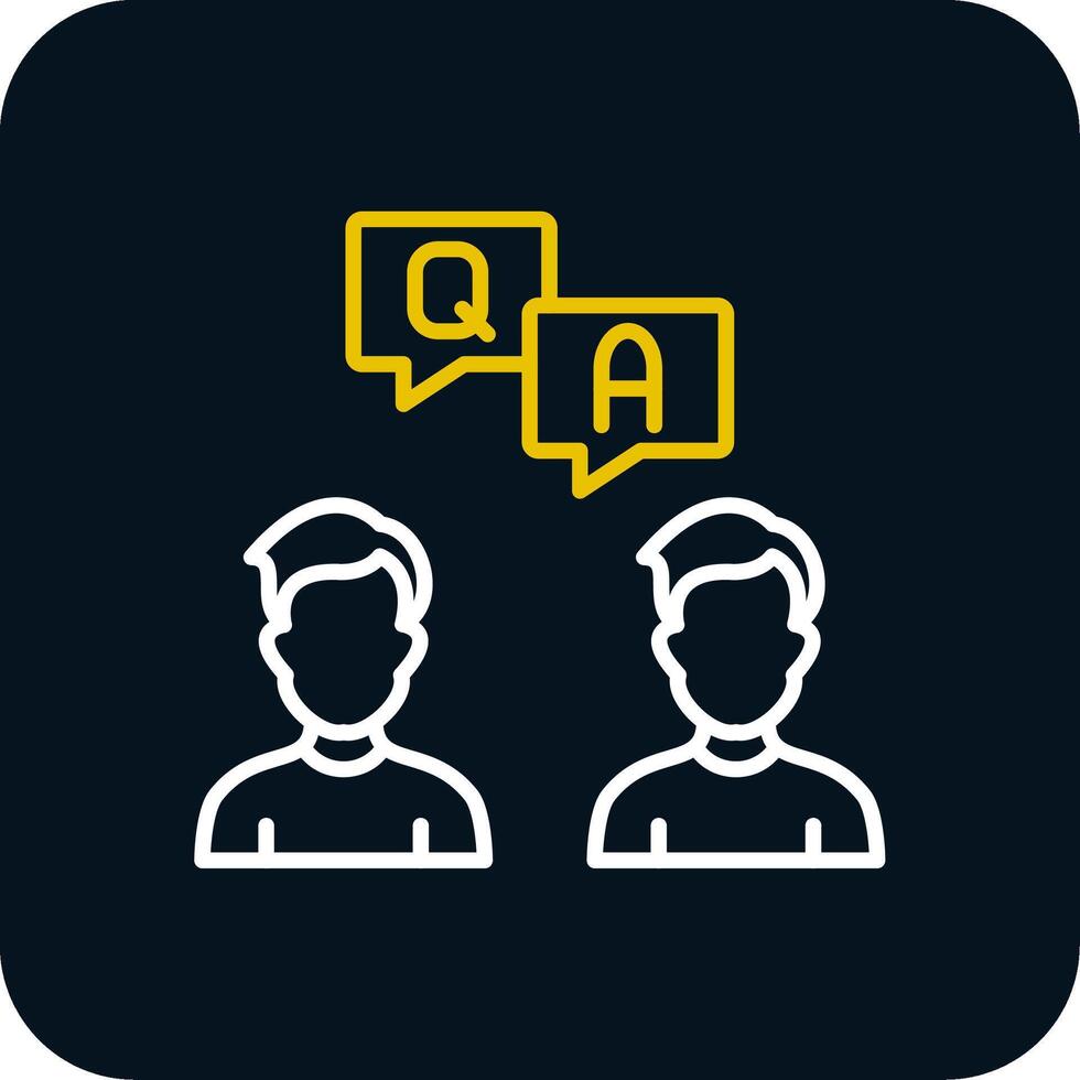Question And Answer Line Yellow White Icon vector