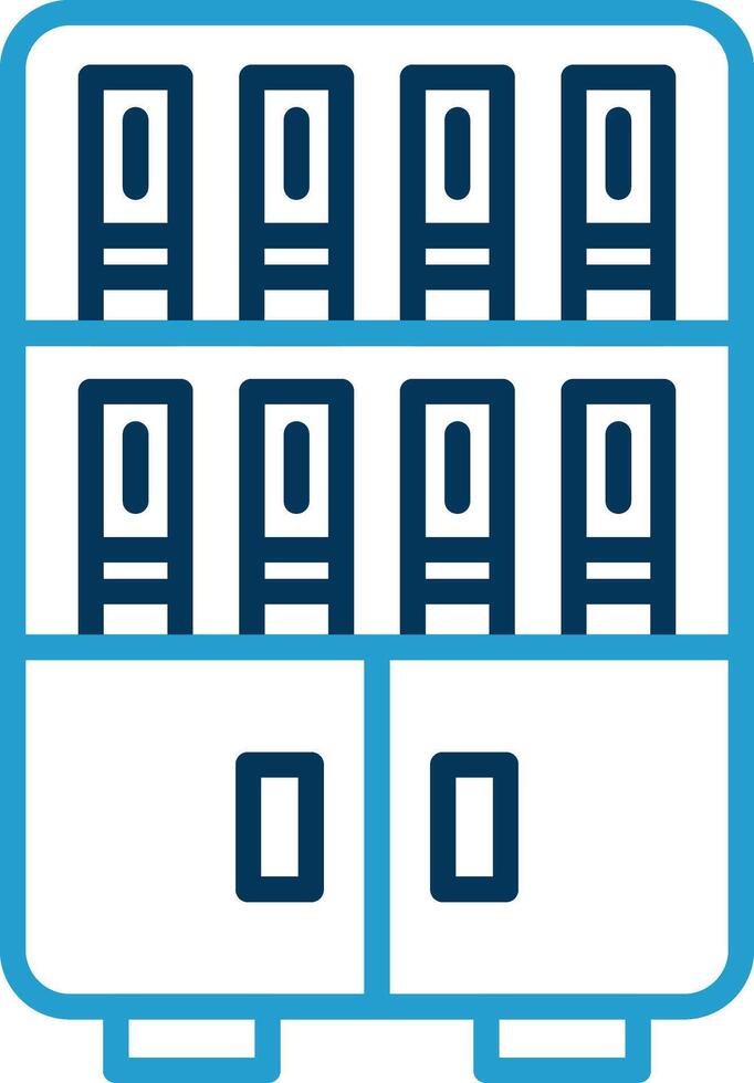 Bookshelf Line Blue Two Color Icon vector