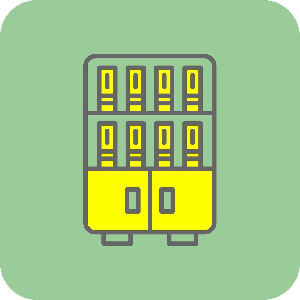 Bookshelf Filled Yellow Icon vector